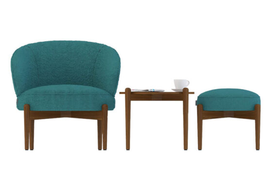 Стаціонарний м'який пуф Luno Mini на опорах з масиву ясеня.